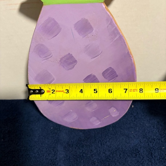 16” Hand Painted Wood Pineapple Plaque Purple Wall Art Tropical Fruit Decor Tiki - Picture 6 of 6